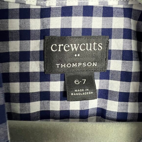 Crewcuts Thompson Boys Gingham Check Button Down Shirt Size 6-7 - Picture 3 of 3